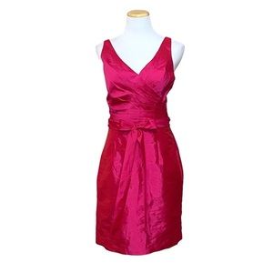 NWT Bright Pink Taffeta V Neck Evening Dress 14